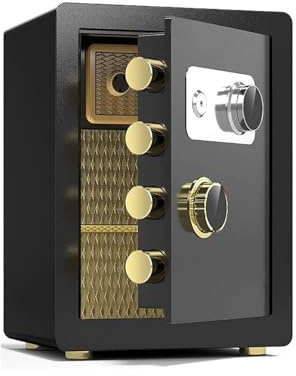 Qxmiguel Caja Fuerte Cajas Fuertes de Acero for Oficina, ignífugas, Impermeables y antirrobo, con combinación mecánica y Llave for hoteles y familias. Cajas caudales(Noir,45x38x32cm)