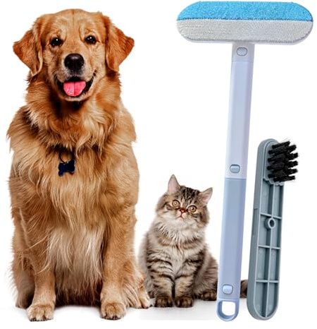 OKKÖBI Leva Peli Animali per Divano, Tappeti e Tessuti, Spazzola Rimuovi Peli Riutilizzabile per Cani e Gatti, Manico Rimovibile, Spazzolina di Dettaglio, Facile da Pulire