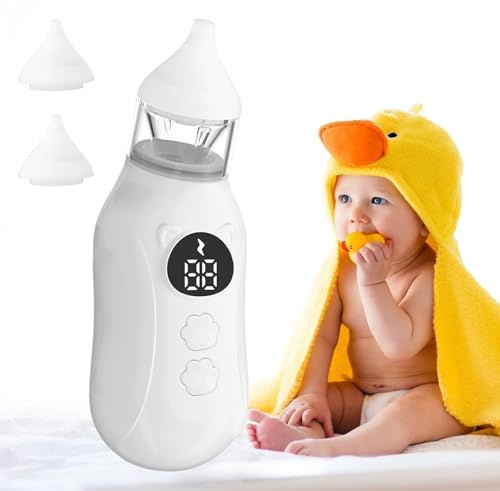 Nasal Aspirator Baby, Baby Nose Sucker, ElectricBaby Nose Cleaner with 3 Silicone Tips & 3 Suction Levels, Soothing Function with Music and Light, Anti-Backflow Nasal Aspirator for Baby,Toddler