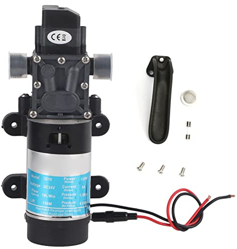 Elektrisk vattenpump 12V/24V, självsugande membranpump 10 L/min för tvättmaskin, truck och högtryckstvätt högtryckspump med max lyfthöjd 130 m