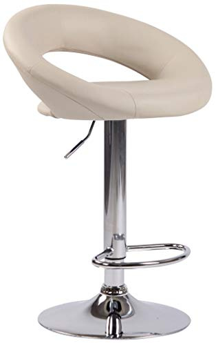 Sgabello Cucina rétro Moderno Olinda in Similpelle I Sedia Alta Bar Altezza Regolabile 60-81 CM, Colore:Crema, Colore del Telaio:Cromo