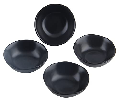 XinHuiGY Matte Keramik-Dip-Sauce-Gerichte, schwarze Sushi-Sojasauce-Dip-Schalen, Vorspeisenteller mit unregelmäßigem Rand, Beilagenteller für die Einweihungsparty in der Küche