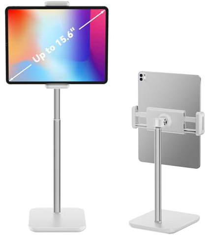 tounee Portable Monitor & Tablet Holder Stand, 4.4lb (2kg) Holding Strength, Height Adjustable Up to 18.11, Ideal for 4.7-16 Devices (15.6 Portable Monitors, iPad, iPhone, Kindle)-White