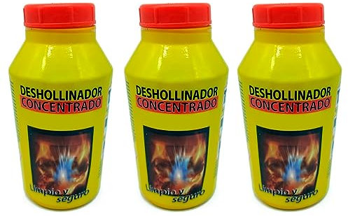 AC - Pack de 3 Deshollinadores concentrado - Apto para la Hoguera de hogar, estufas de leña y carbón, calderas gas-oil - 1 bote para cada 200 kg de combustible