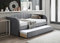 Save On Goods UK Day Bed,Sofabed,Guest Trundle Fabric Upholstered Velour,Blue,Pink,Grey Bed Frame (Grey)