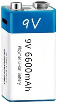 SSCYHT Batteria Litio Ricaricabile 9V Batteria agli ioni Litio 9V 6600mAh con Cavo Ricarica USB per rilevatori Fumo/multimetri/microfoni/Batteria Backup per Giocattoli,1pcs 9v6600mah