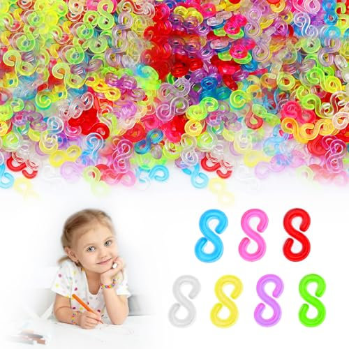 Anschluss S Clips, 800 Stück Bunte Loom Bänder Verschlüsse Loom Bänder Verschlüsse S-Clips Transparent, Rubber Loombänder Verschlüsse Clips Für Armbänder Schmuck Loom Bands Häkelnadeln Verschluss