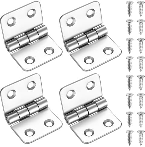 4 PCS Bisagras Plegables,Conector de Bisagras de 40x60mm, Bisagras de Acero Inoxidable,Bisagras para Puertas de Madera Ventanas Armarios Puertas de Jardín,Juego de Bisagras de Puerta