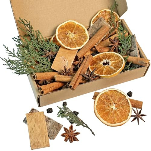 Adventskranz Deko, Weihnachtskranz Deko mit Zimtstangen, Getrocknete Orangenscheiben, Sternanis, Birkenrinde, Simmertopf Potpourri Weihnachten Hexenhaft Geschenke für Wintersonnenwende, Hostess