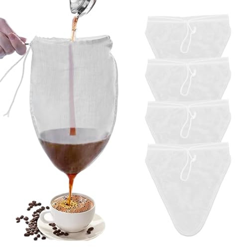 4 Pezzi Sacchetto Filtro per Latte Di Mandorle, Riutilizzabili Sacchetto Filtrante Latte Vegetale, Latte di Noci Sacchetto Filtrante, Sacchetto Latte Vegetale 305X305mm