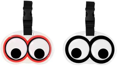 Weenwill Étiquettes de Bagage,2 PCS Etiquettes de Bagage Yeux Mobiles Étiquet pour Valise de Voyage en PVC,Accessoires de Voyage pour Enfants,Femmes,Hommes,Filles et Garçons