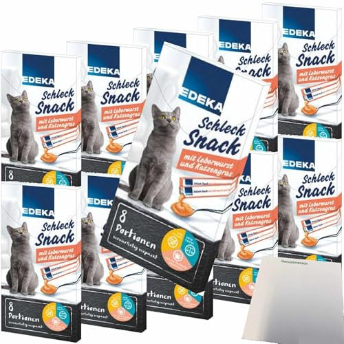 usy Bundle für EDEKA Schleck Snack Leberwurst und Katzengras VPE (11x8x15g Packung) + usy Block