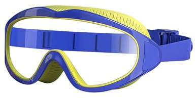 TECHO Occhialini Nuoto Bambini, Occhialini da Nuoto Anti-Appannamento Anti-leak Protezione UV Visione Chiara, Occhiali da Sole da Piscina in Morbido Silicone, Blu e Giallo