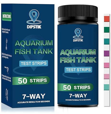 Aquarium Test Strips, 7-Way Aquarium Test Kit for Freshwater Saltwater,50ct | Quick and Accurate Fish Tank Pond Test Strips,Test Nitrate, Nitrite, Chlorine,Hardness,Alkalinity, Carbonate, Ph