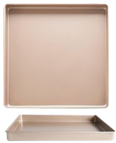 OELZWVN 11in Plaque Patisserie, Plaque de Cuisson, Carré Doré Plaque de Cuisson Antiadhésive, 28 x 28 x 3,6 cm Plaque Patisserie Pour Four, Pain, Pizza, Outils de Cuisson