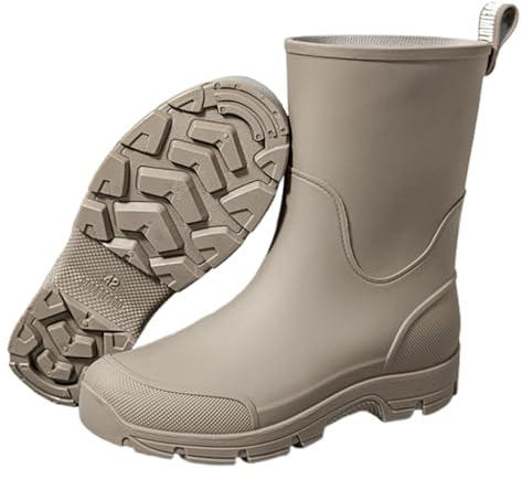 Botas de goma para hombre Mid Calf resistentes a la abrasión, impermeables, para hombre, con suela de goma gruesa, antideslizantes, para senderismo, pesca, botas de ocio, 03 gris., 35 EU