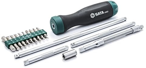 SATA ST09343SJ Ratschen Schraubendreher, Ratschen Schraubenzieher Set mit ergonomischem Griff 26 Tlg.