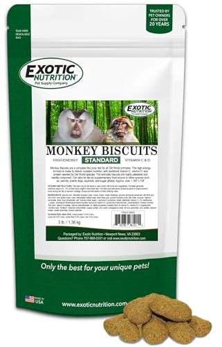Monkey Biscuits (Standard, 3 lb.) - Healthy & Crunchy Biscuit Treat for Prairie Dogs, Parrots, Squirrels, Sugar Gliders, Hamsters, Rats, Rodents, Amazons, Macaws, Cockatoos, Birds & Other Small Pets