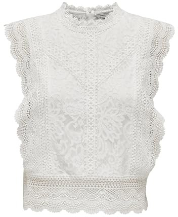 Only ONLKARO S/L Lace Top WVN, Camiseta sin Mangas De Las Mujeres, Cloud Dancer, L