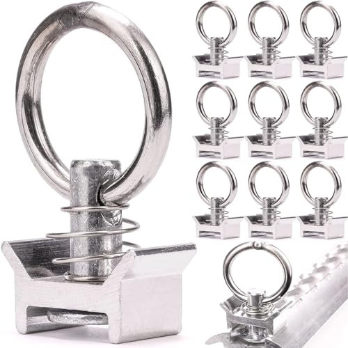 XFLYP 10 x Terminali Singoli, Binari di Fissaggio per Binari di Airline 1000 kg Cuscinetto, Ganci Singoli con Occhiello per il Fissaggio Per Binario Fermacarico Airline Rimorchio