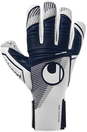 uhlsport Supergrip+ HN, Kinder und Erwachsene Torwarthandschuhe, Blanc/bleu Marine, 9.5 -