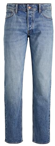 JACK & JONES Mens Slim Fit Jeans with Low Rise Button Fly Denim Pants for Men UK, Blue Denim Colour, Size: 30W / 30L
