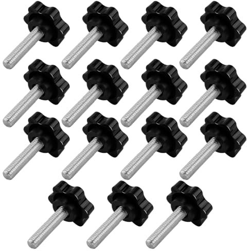 15 Ensemble de Vis à Tête Étoile M6×25mm, Boulons à Ailettes en Alliage de Zinc Noir pour Machines, Mobilier et Électronique