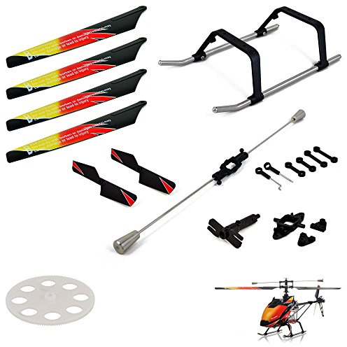Reservdelar set Crash-kit för RC fjärrstyrd helikopter WL-Toys V913, V913-A, Monstertronic MT-400, Simulus GH-720, helikopter inkl. rotorblad, kugghjul, landsbygd, stabilisator och tillbehör