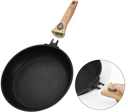 24CM Nonstick Frying Pan Skillet with Removable Handle, Egg Frying Pan Non Stick Skillet Detachable Handle, Oven Safe, Dishwasher Safe, Cookware Cooking Pan for All Cooktops, 9.5 Inches