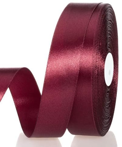 Satinband Weinrot 20 mm Breit Schleifenband, 91 m Geschenkband Stoffband Satin Dekoband Seidenband zum Basteln, Geschenkverpackung, Kunsthandwerk, Geburtstag Hochzeit Taufe Weihnachten Dekoration