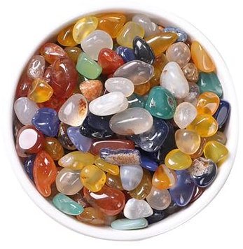 Sanfoelek Pierres d'agate polies de 0,9 à 1,2 cm - Pierres décoratives colorées - Galets naturels polis de rivière - Couleurs mélangées pour jardin, aquarium, pots de poissons, vases, décoration