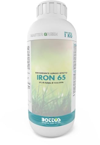 Bottos IRON 65 Concime Fertilizzante Liquido Rinverdente per Prato,Verde Intenso in 24 Ore,Effetto Lunga Durata, 1 kg