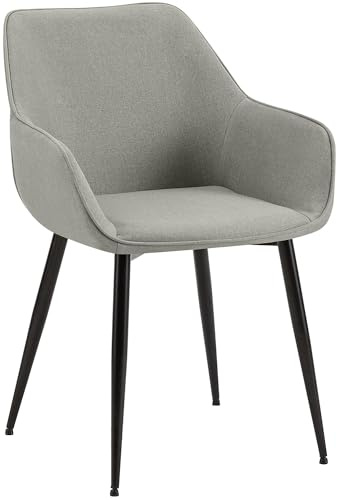 CLP Sedia da Pranzo Imbottita con Schienale Luena, Sedia da Cucina in Velluto o Tessuto, Struttura in Metallo Nero, carico Massimo 150 kg, Colore:Grigio Chiaro, Materiale:Stoffa