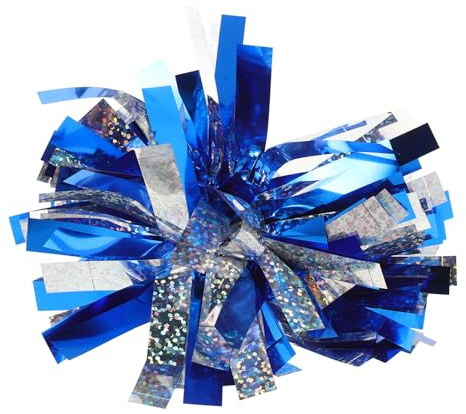 GARIOUANS Pompon da Cheerleading con Fili Metallici Blu e Argento per Accessori Leggeri per Capelli e Polso Decorazioni per Feste e Spettacoli Facili da Indossare e Abbinare