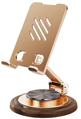 CutitiUU Cell Phone Stand for Desk,Height Adjustable, 360° Free Rotation Holder,Foldable Portable Travel Mount Aluminum Compatible for All iPhone,Samsung,iPad,Galaxy, Nintendo Switch (Gold)