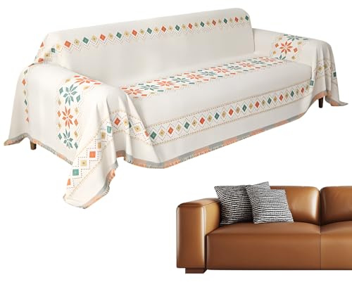 Eojpdji Cubresofá Boho - 300x180 Cm Reversible Protector para Muebles,Cubresofá Suave,para Dueños de Perros, Sala, Dormitorio, Oficina, Hogar, Hotel y Restaurante