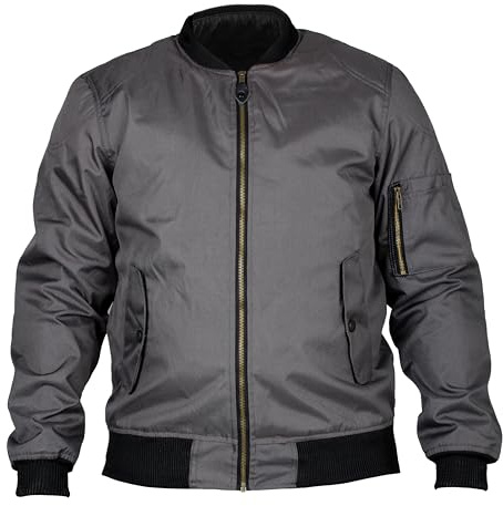 RKsports Motorcycle Motorbike Scooter Waterproof Bomber Jacket CE Armoured (2XL, Grey)