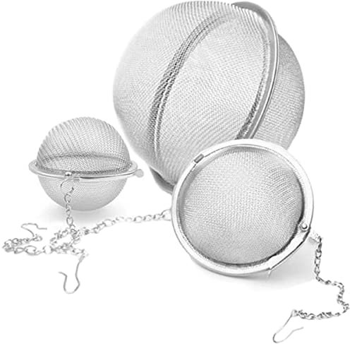 3 Pièces Boule à thé Tamis, Boules à thé Acier Inoxydable avec Crochet de Chaîne Étendu Filtres à thé pour les tasses et les pots à thé en vrac, épices (Trois Tailles)