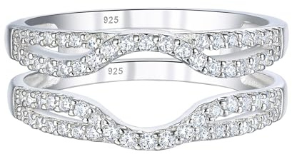SHELOVES Womens 925 Sterling Silver Engagement Ring Enhancer Round White AAAAA CZ Infinity Wrap Guard Rings Sz 7