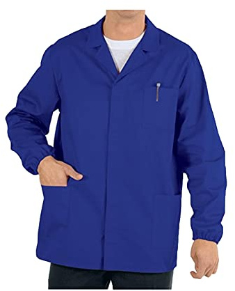 tessile astorino Camice da Lavoro Uomo - Blu - Divisa da Alimentaristi - Camici per Alimentari, Cassiere, Centro Estetico, Negozio Alimentare, Supermercati, Panificio, Macelleria (M)