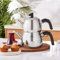 Karaca Belinay Stainless Steel Tea Pot Set - Set of 1 Litre Teapot with Lid and Tea Sieve and Drinker Kettle 1.6 litres - 18/10 Stainless Steel - Medium, Silver Black