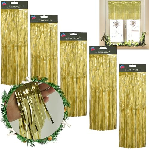 Christmas Lametta Fili di capelli d'angelo, 1,2 m, oro, argento, rosso, decorazione per albero di Natale (oro, 5)