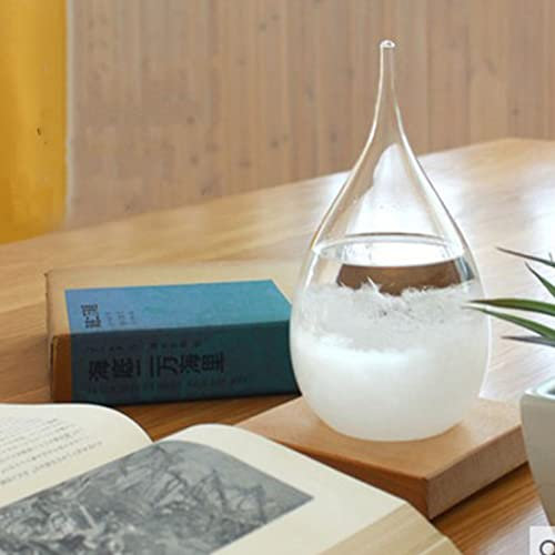 Tuzsocr Vetro tempesta, stazioni meteorologiche in vetro tempesta, vetro a forma di goccia, barometro in vetro meteo con base in legno, predittore meteorologico, previsioni creative (S)