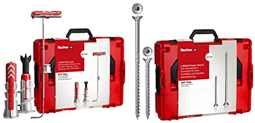 fischer Set aus L-BOXX DuoLine und L-BOXX PowerFast II, die innovative Dübel-Linie für mehr Funktion, Leistung & Sicherheit, kombiniert mit universell einsetzbaren Spanplattenschrauben