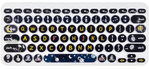 WSLUCKO Silicone Keyboard Cover Skin for Logitech K380 & Logitech Pebble Keys 2 K380s,Cute Design Protective Keyboard Skin, Space Man