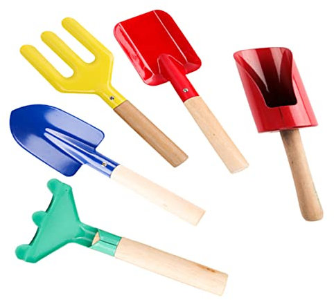 BESTonZON 5St Gartenwerkzeug-Set Kinder gartenwerkzeug gartengeräte Kinder Kindergartengeräte Mini-Schaufel Kinderspielzeug Kinderschaufelrechen Pflanzwerkzeuge für den Kindergarten Holz