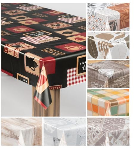 laro Wachstuch-Tischdecke Wachstischdecke Gartentischdecke, Muster:Kaffee Barista Schwarz Rot, Größe:80x120