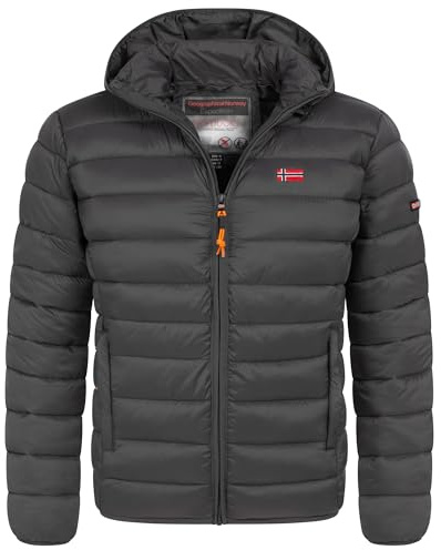 Geographical Norway Herren Winter Jacke warm gefüttert Parka Steppjacke Outdoor gesteppt, Farbe:Dunkelgrau, Größe:XXL