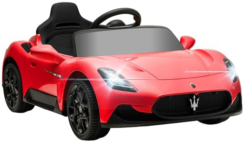 AIYAPLAY Macchina Elettrica per Bambini 3-6 Anni 12V Licenza Maserati MC20, 3-5km/h Auto Elettrica per Bambini con 2 Motori, Sospensioni, Telecomando, Musica, Clacson e Fari LED, Rosso