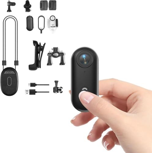 TKMARS Mini Action Camera con obiettivo grandangolare da 120°, 1080p, mini fotocamera con cordino magnetico, 360 °C, registrazione POV a mani libere, videocamera da casco per ciclismo, moto
